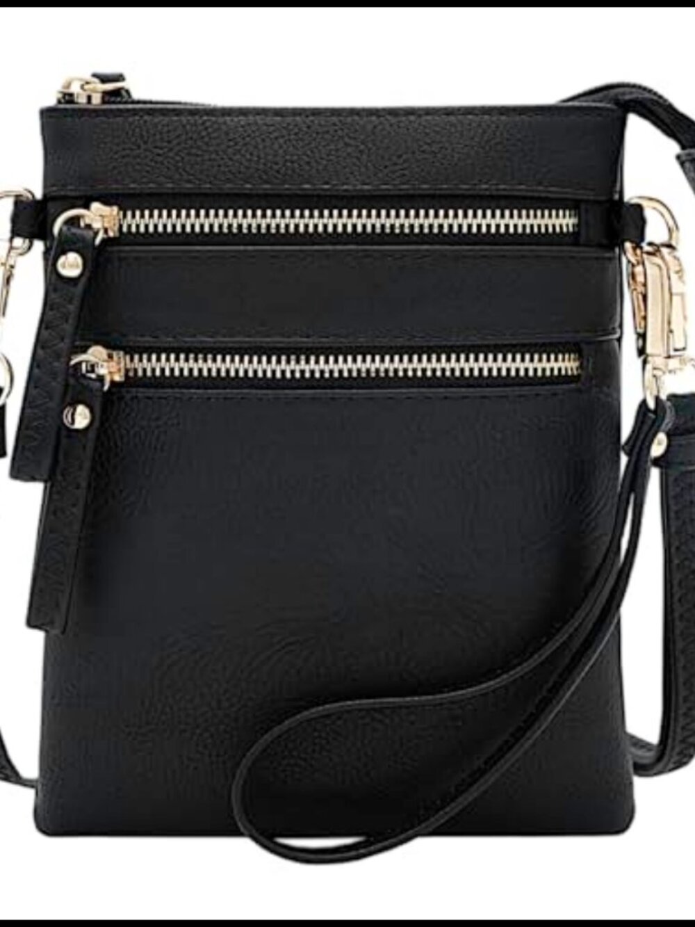 Small Multi Zip Pocket Crossbody Bag Detachable Wristlet Lightweight Travel